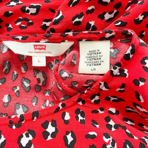 Levi’s Red Leopard Print Miranda Blouse Large - Picture 5 of 6